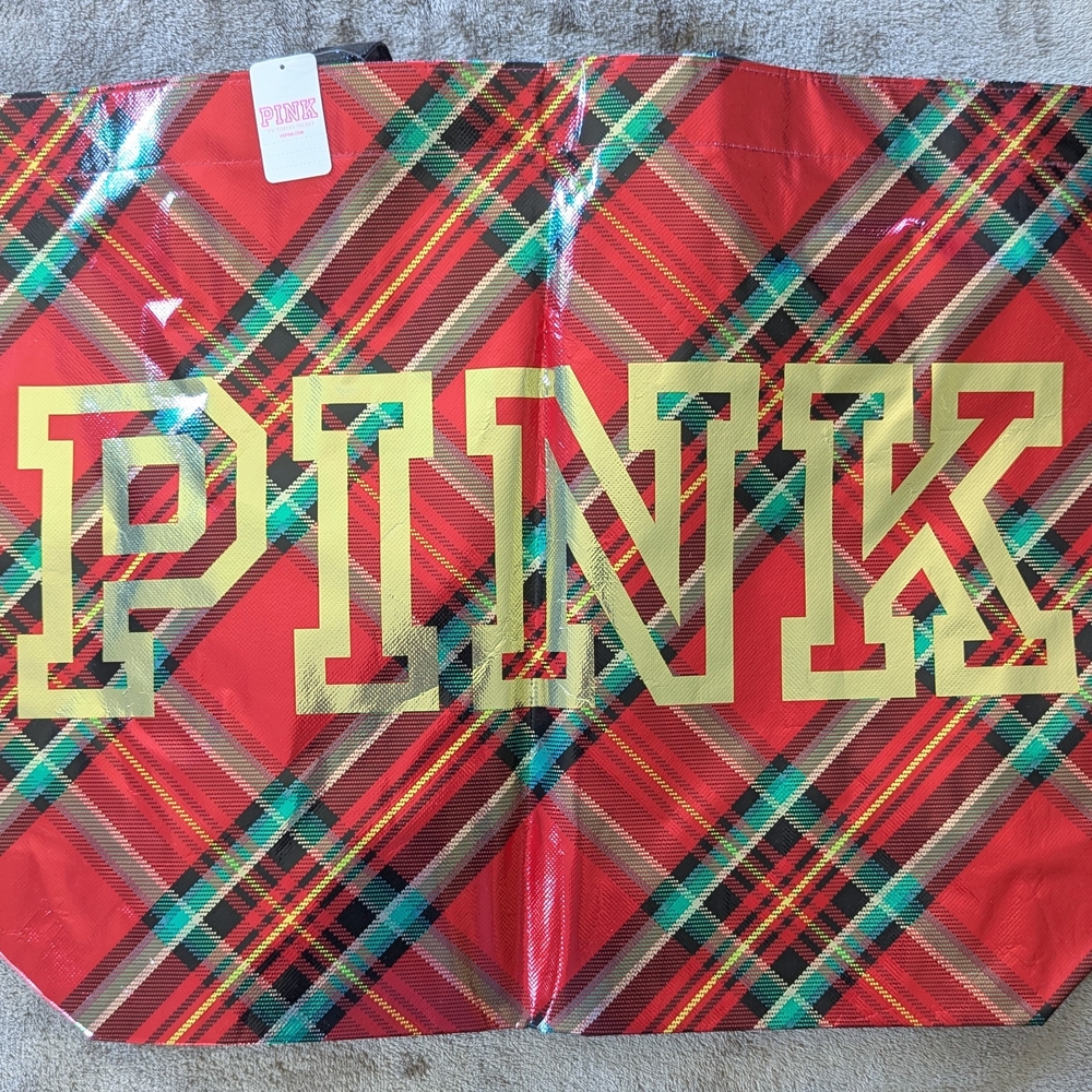 PINK Victoria's Secret Red Plaid Tote Bag